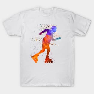 Man roller skater inline in watercolor T-Shirt